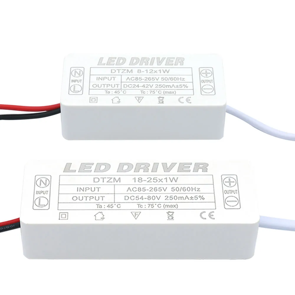 LED-Treiber 1-3w 3-5w 4-7w 8-12w 12-18w 18-25w 25-36w für LED-Netzteil AC85-265V Beleuchtungs transformator Zubehör weiß