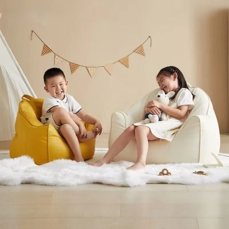 Kids Pumpkin Sofa Chair Recliner Toddler Bean Bag Armchair Single Seat Removable Washable Cover Cat Scratch Proof Yellow