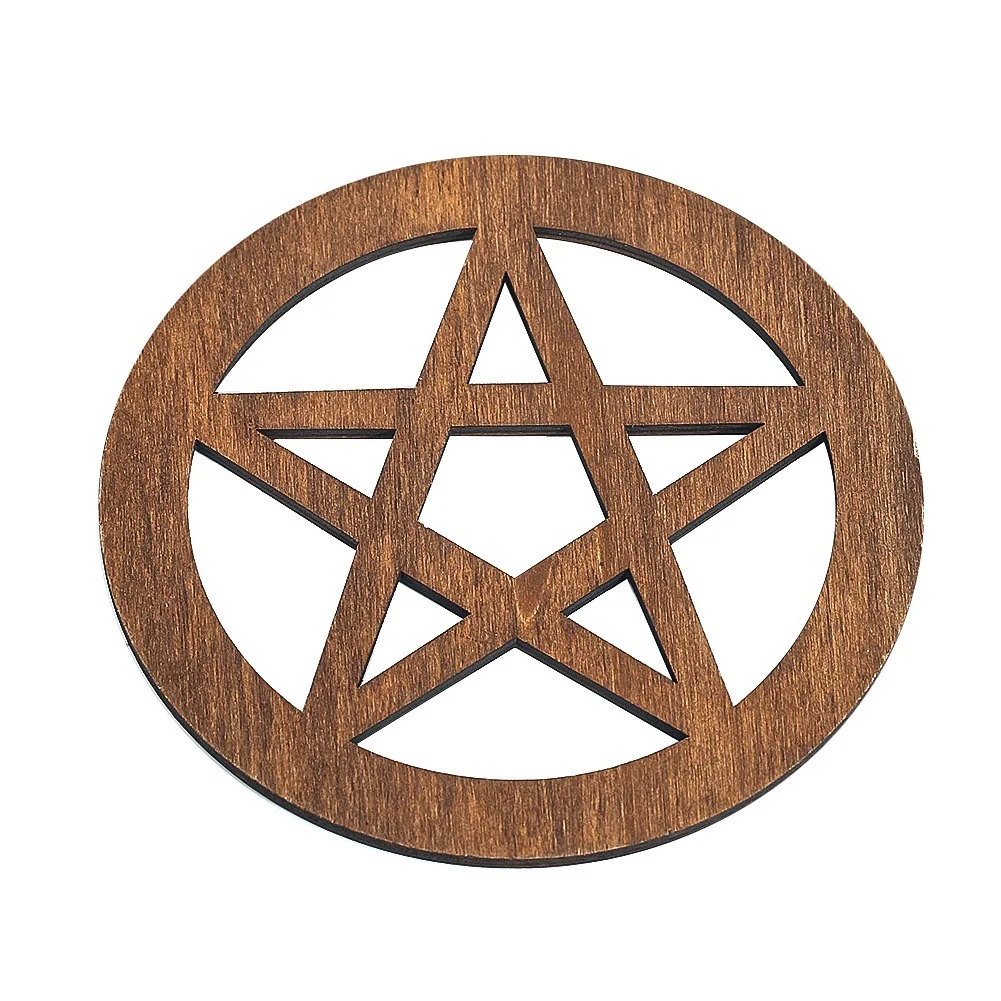 

Hand Carved Wooden Altar Tile For Rituals Pentacle Decor Wood Pentagram Decoration Sacrifice Supply Desk Topper Tile Vintage