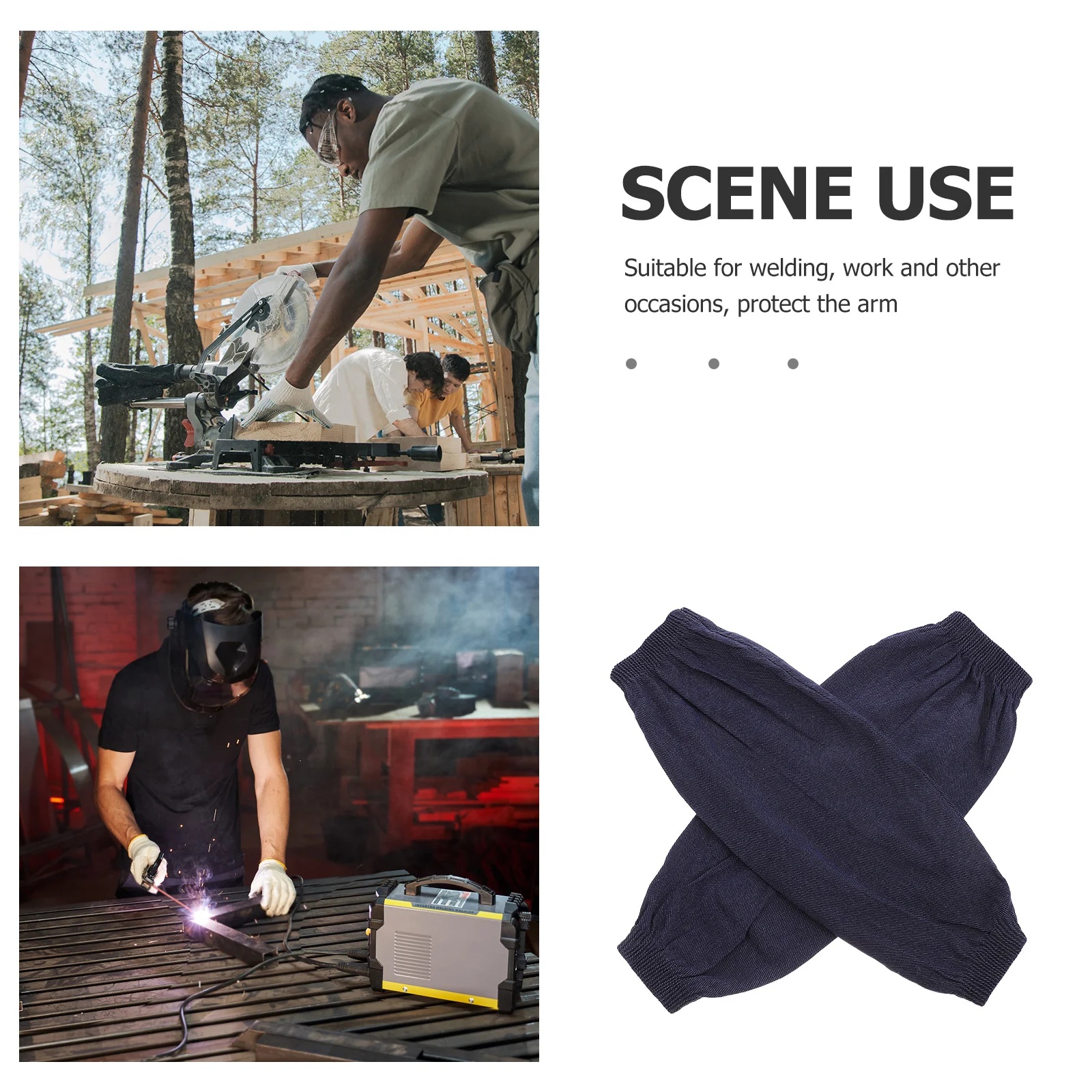غطاء حماية لحام بطبقة مزدوجة من قماش الدنيم السميك لسلامة العمل وأكمام الساعد المضادة للارتداء #1