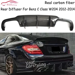 W204 Real Carbon Fiber Car Rear Bumper Diffuser Lip  for Mercedes Benz C204 C63 AMG C300 Sport 2012-2014 Rear Diffuser