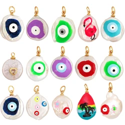 Unique Colourful Turkish Evil Luck Eye Charm Pendant,Nature Fresh Water Pearl DIY Bracelet Necklace Components Supplies L34