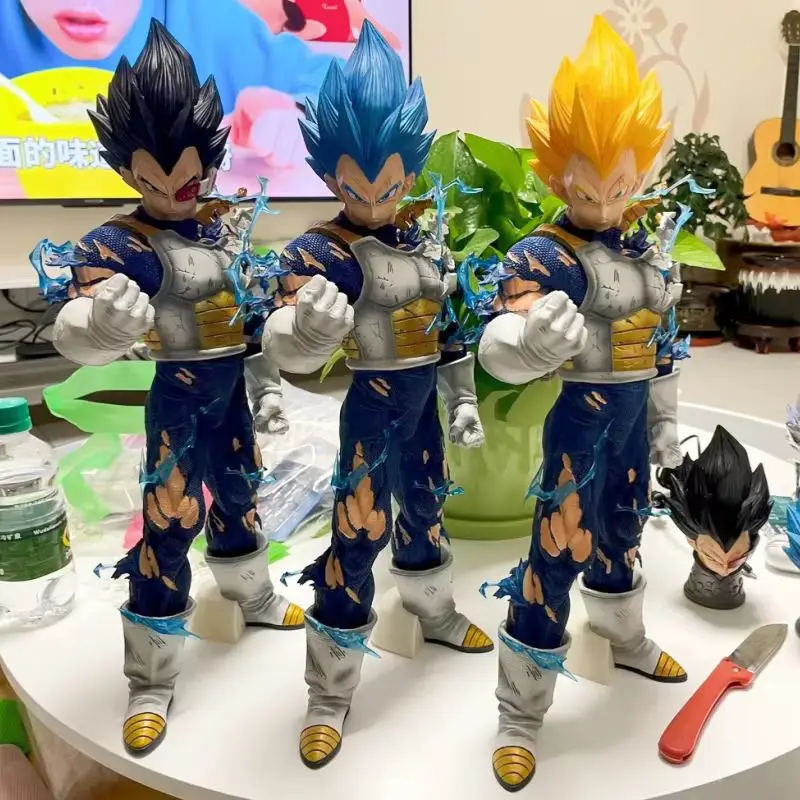 Аниме 45 см Dragon Ball Vegeta Фигурка ПВХ Фигурки Gk Трехголовая скульптура Статуя Коллекция Декор Модель Коллекция Подарки