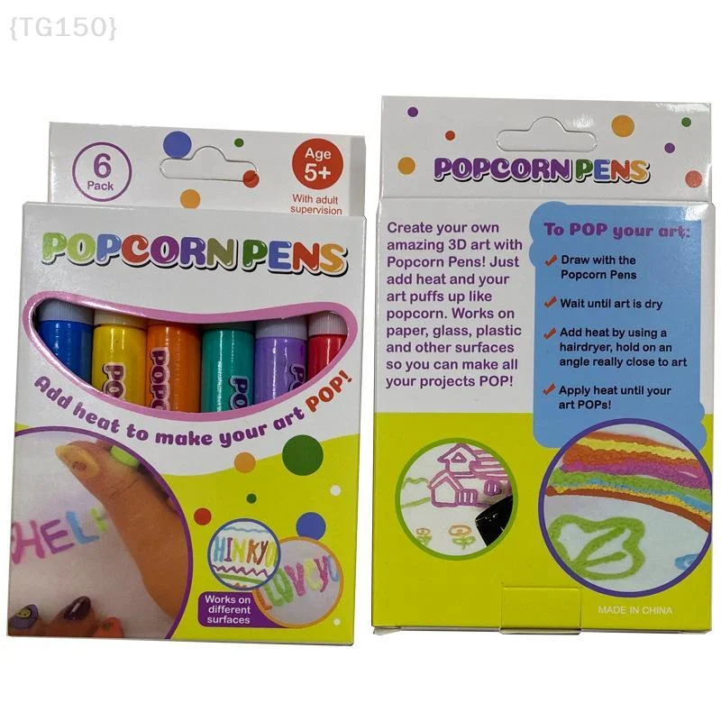 〔T〕1Box New Exotic Popcorn Pen Multifunctional Foam Marker Pen Notebook Children's Magic Pen Fun Fluffy Pen 3D Bubble Pen