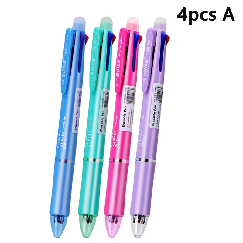 5-in-1 mehrfarbiges löschbares Gelschreiber-Set mit 0,7 mm Minen und 0,5 mm automatischer Bleistiftmine, Büro- und Schulschreib-Kugelschreiber – Detail 7