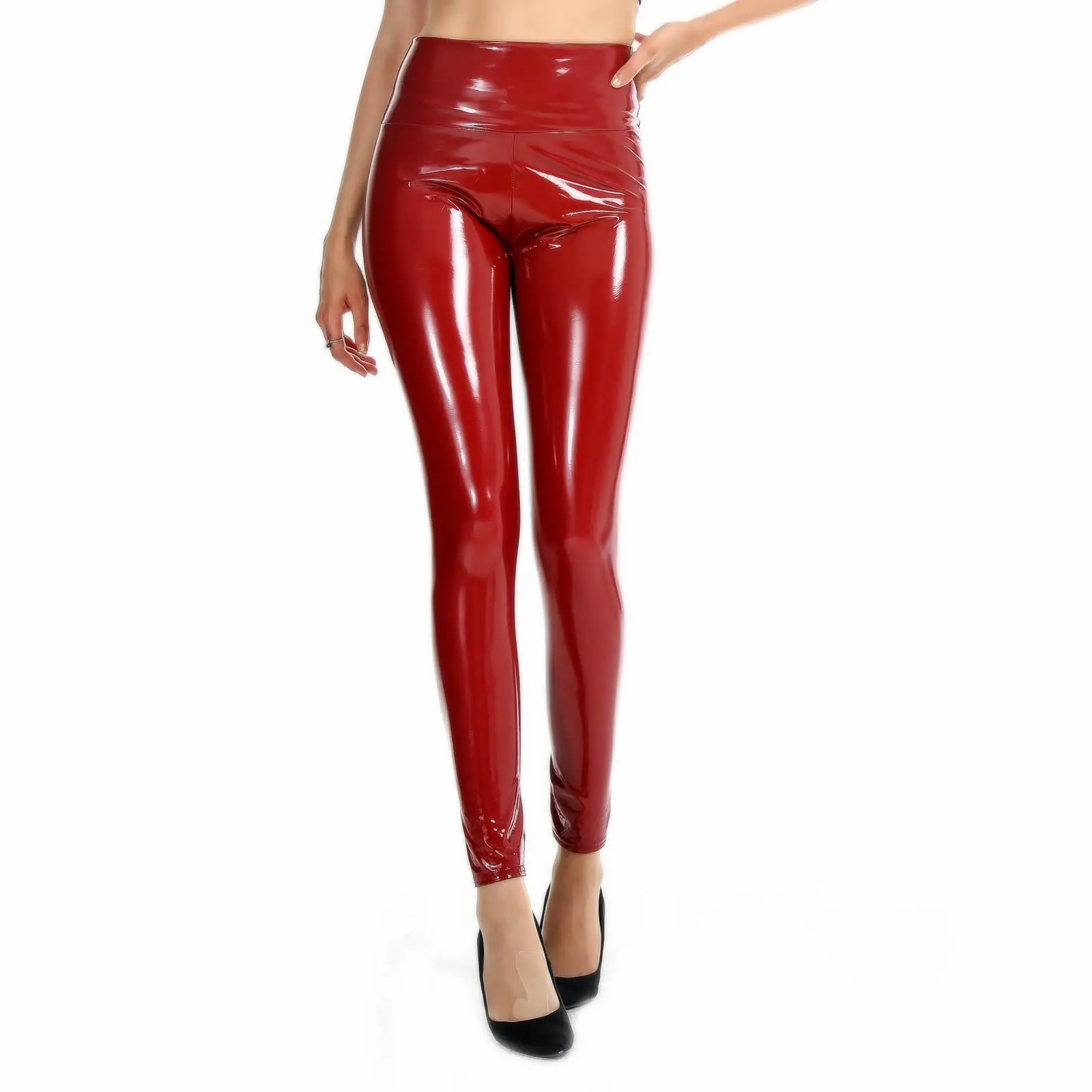 

Women's Shiny PVC Leather Pants High Waist Sexy Leggings Fashion Ladies Skinny Long Trousers Female Office Slim Fit Pencil Pants