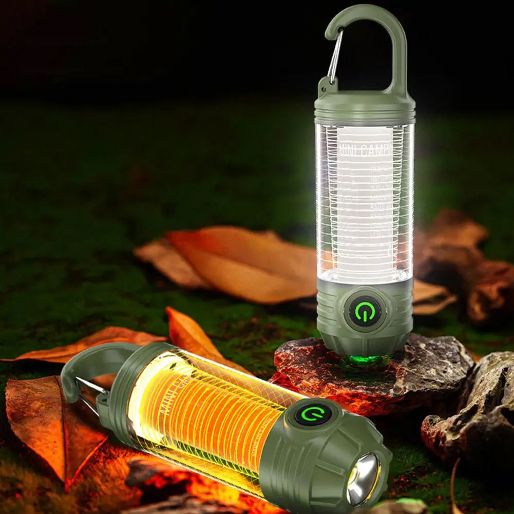 LED Flashlight Hanging Camping Lantern Emergency Light Type C Rechargeable Camping Light Flashlight For Blackout Hiking