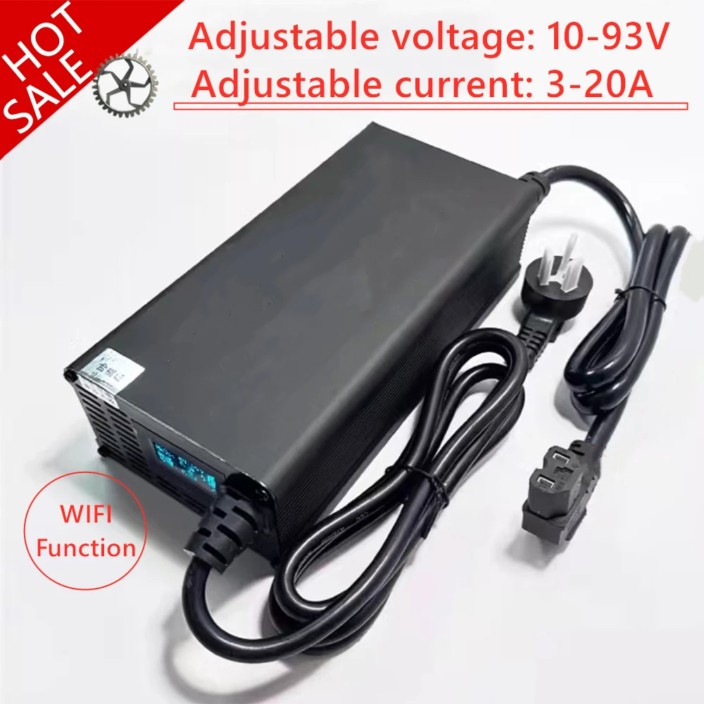 

20A Adjustable 12V 24V 48V 60V 72V 84V 54.6V Li-ion Lifepo4 Lithium Battery Charger 4S 8S 13S 14S 16S 20S 24S fast charge parts