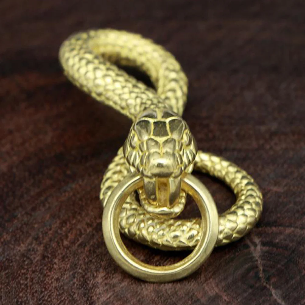 

Serpentine Copper Snake Keychain Ring Charm Pendant High Quality Keychains Yellow Charms
