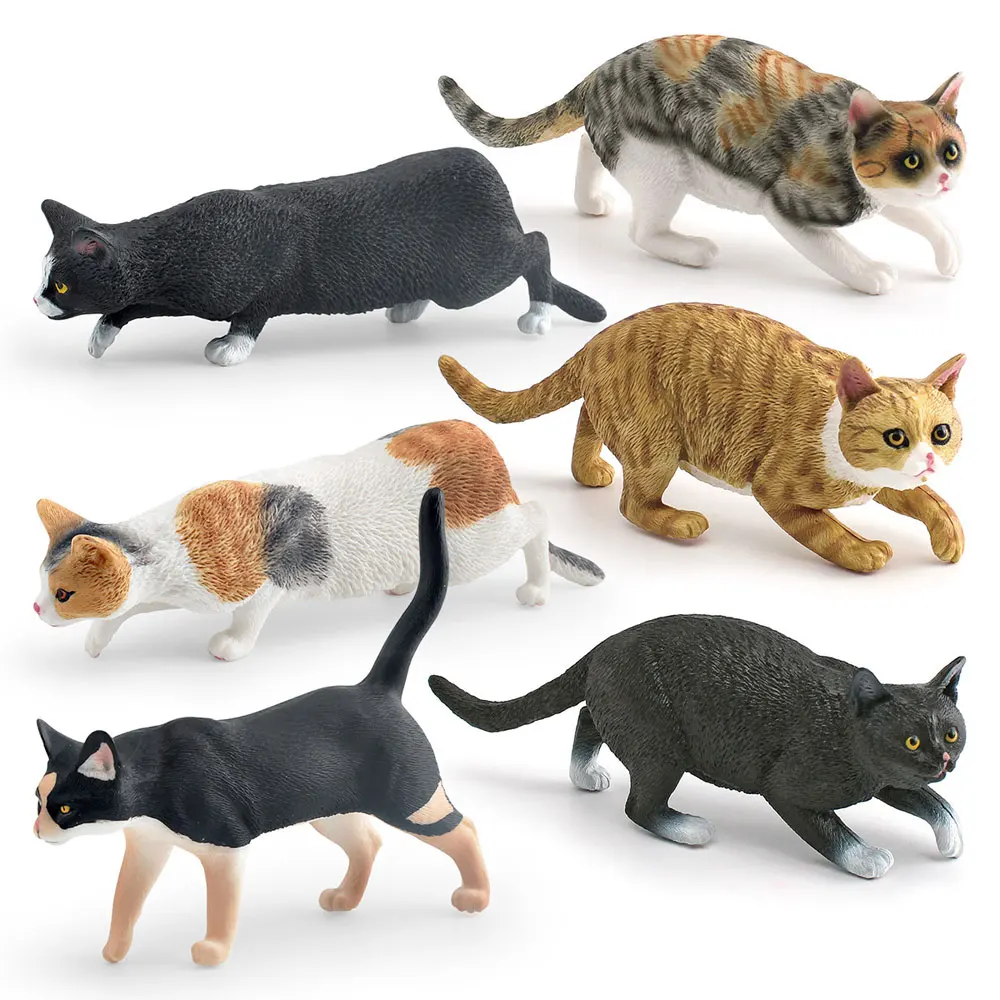 

6pcs Simulation Pet Cats Model Set PVC Pastoral Cat Figurine Ornament Toys Children Gifts HG192