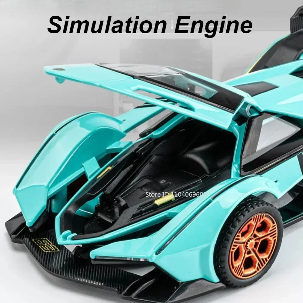 Modelo de coche Lambor V12 GT 1:32, juguete de Metal fundido a presión, luz musical, modelos de vehículos de carreras en miniatura, decoración, regalos para niños