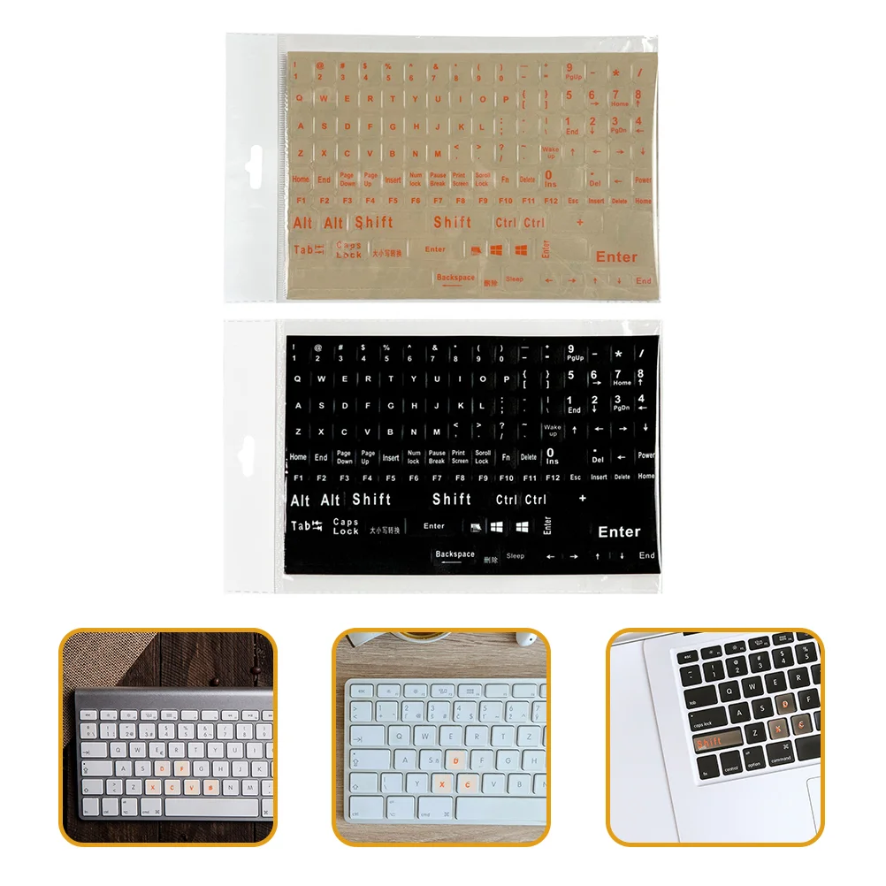 2 Sheets English Keyboard Stickers Convenient Computer Replace Notebook Pvc Self-adhesive Letter