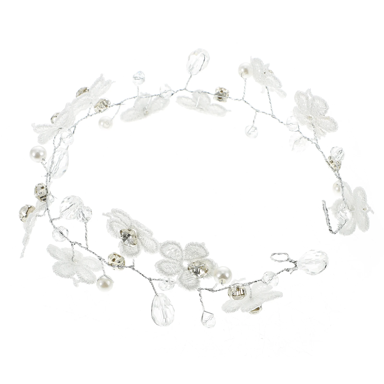 

Pearl Headb Bridal Headpiece White Hair Decorations Wedding Accessories Elegant Lace Flowers Pearls Lightweight Comfortable
