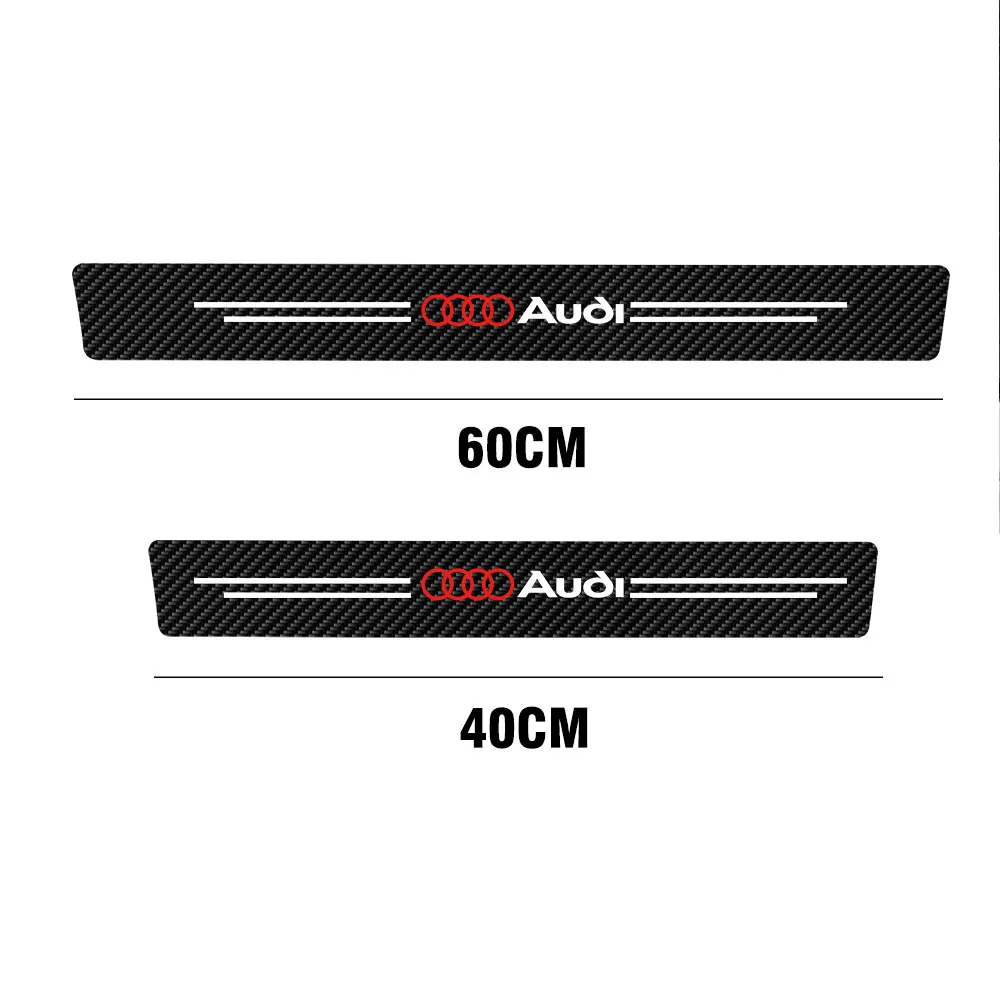4Pcs Carbon Fiber Car Door Sill Protector Stickers Leather Auto Accessorie For Audi A1 A2 A3 A4 A5 A6 A7 A8 Q5 Q7 Quyttro Sline view 6