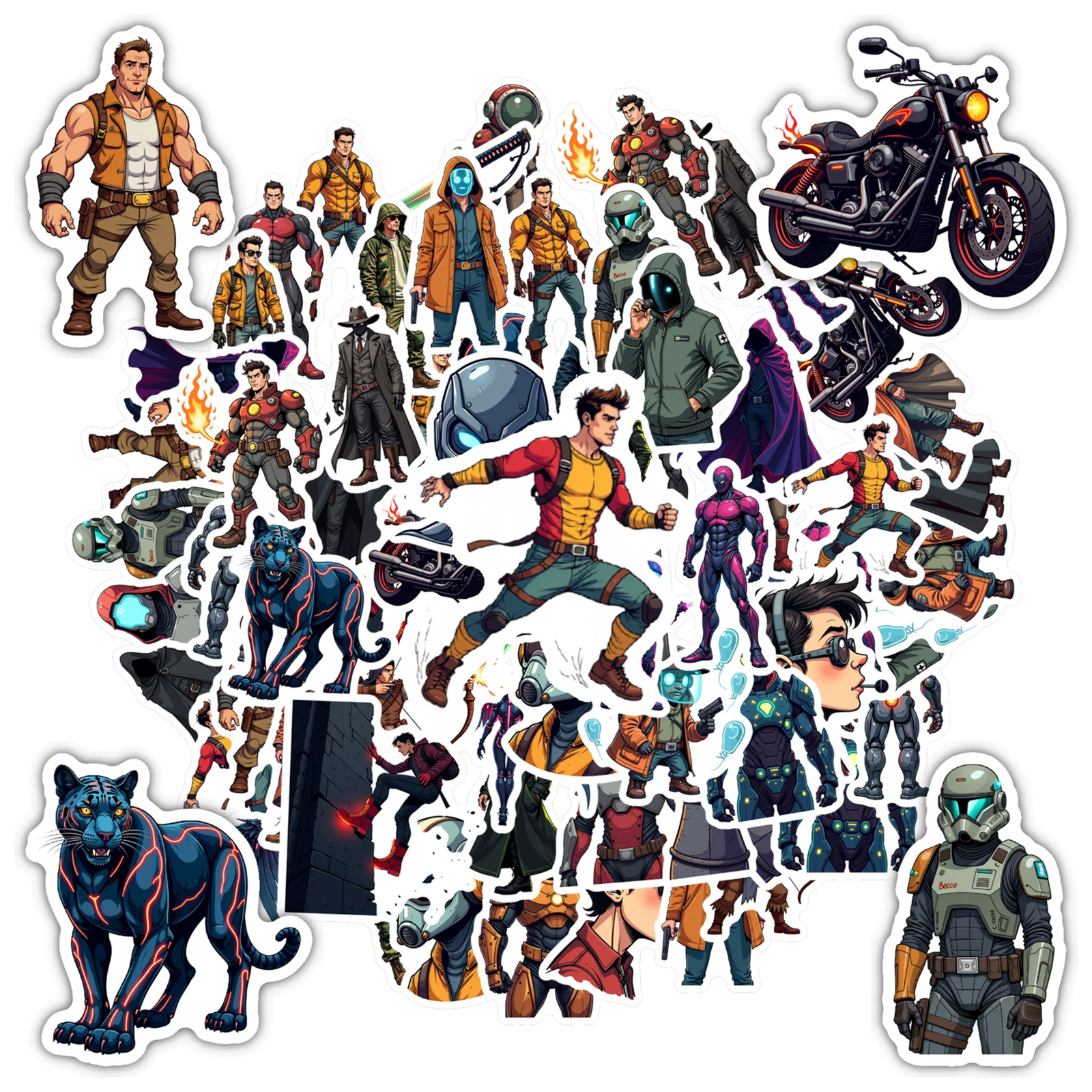 35pcs Comic Sci-fi Stickers Futuristic Adventure Graffiti Decals PVC Sticker For Fridge Suitcase Laptop