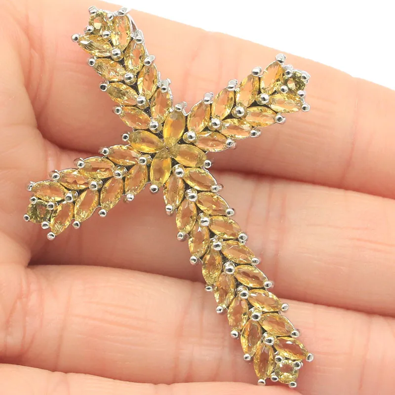 

Buy 6 Get 1 Free 54x40mm Classic Long Cross 6.6g Golden Citrine Pink Tourmaline London Blue Topaz Ladies Silver Pendant