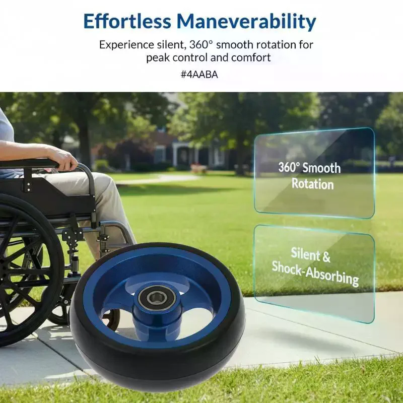 1Pcs Wheelchair Front Caster Wheels 4 Inch Replacement Rollers With Bearings Universal Fit For Manual Wheelchairs
