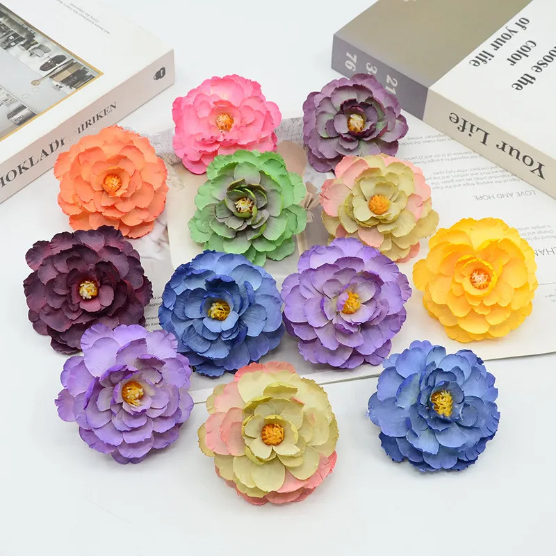 

10Color Flower Head Artificial Peony False Hellebore For DIY Wedding Bouquet Hat Wreath Decoration Shooting Props Accessories