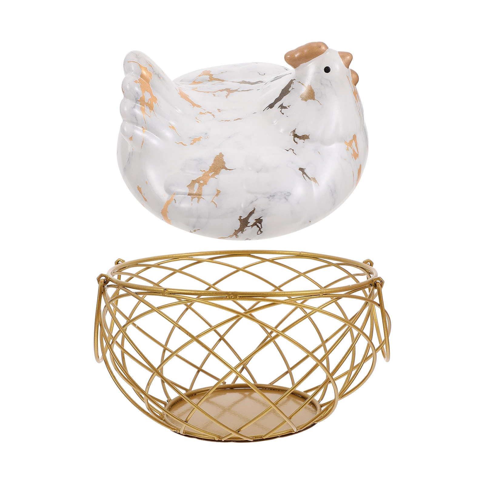 

1Pcs Snack Basket with Lid Iron Egg Storage Holder Farmhouse Style Organizer for Kitchen Food Fruit Container