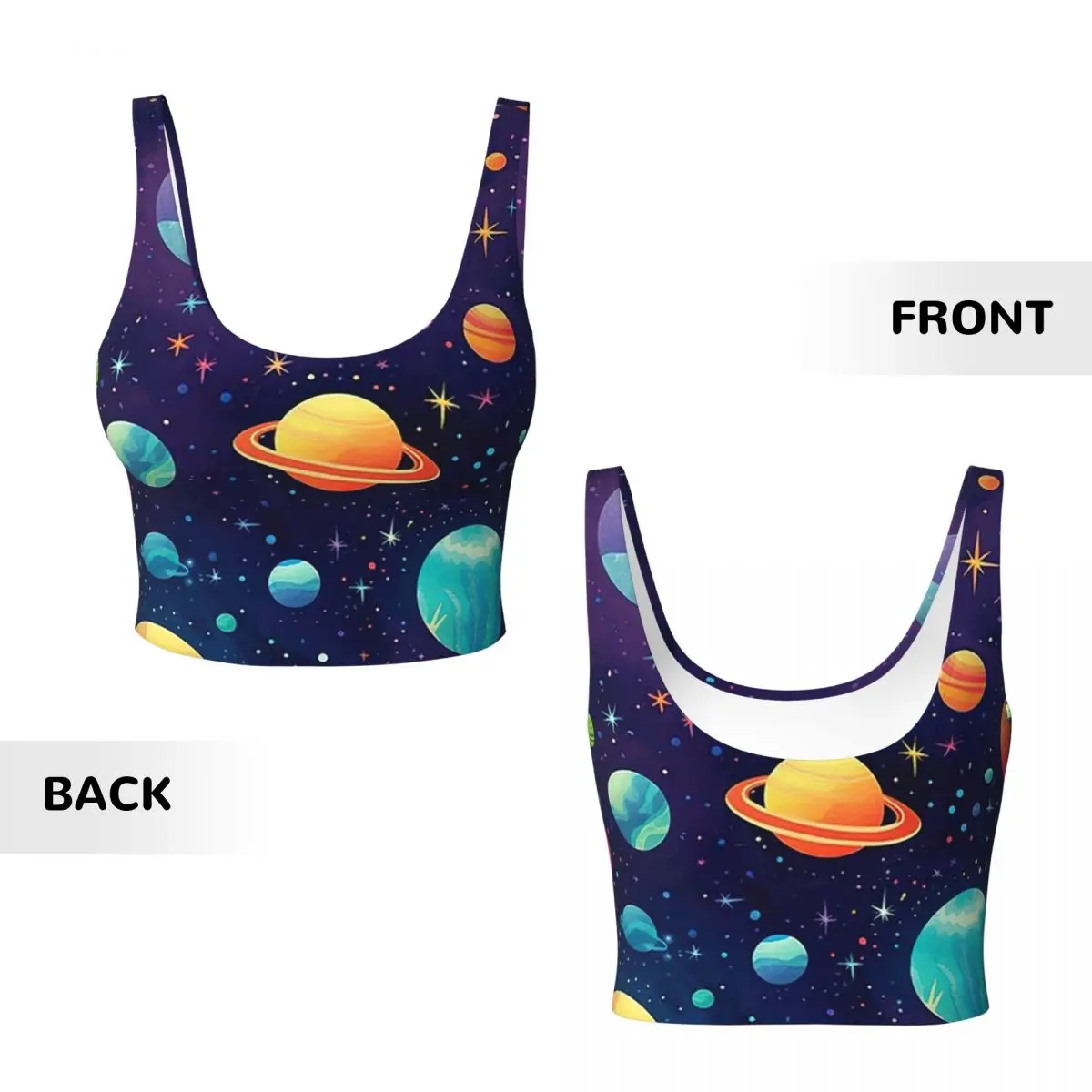 เสื้อชั้นในกีฬาแบบสปอร์ตบรา แรงกระแทกสูง ลายจักรวาล ดาวเคราะห์ ระบบสุริยะ สำหรับผู้หญิง เหมาะสำหรับออกกำลังกาย ยิม โยคะ ครอปท็อป
