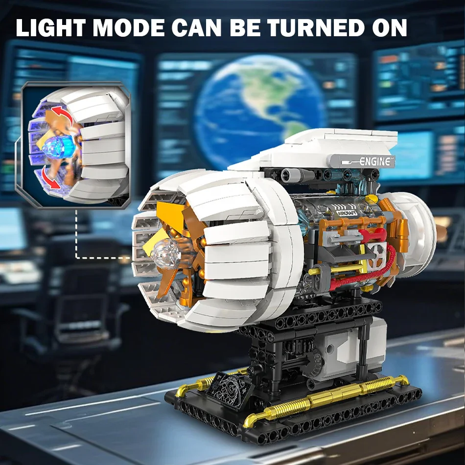 3056 Двигатель самолета, 650 шт., набор моделей строительных блоков, технические MOC с электроприводом, развивающие игрушки, детские рождественские подарки