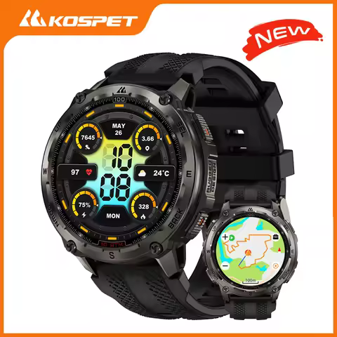 Reloj inteligente KOSPET Tank T4 para hombres, GPS de 6 asientos, mapas sin conexión, 10ATM, resistente al agua, frecuencia cardíaca, buceo, esquí, senderismo para Android iOS