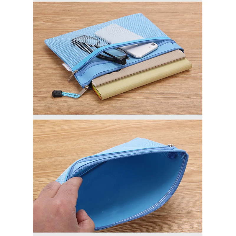 A5 Polyester Zip Bag, Cloth Mesh Small Pouch For Bills Stationary Office Use