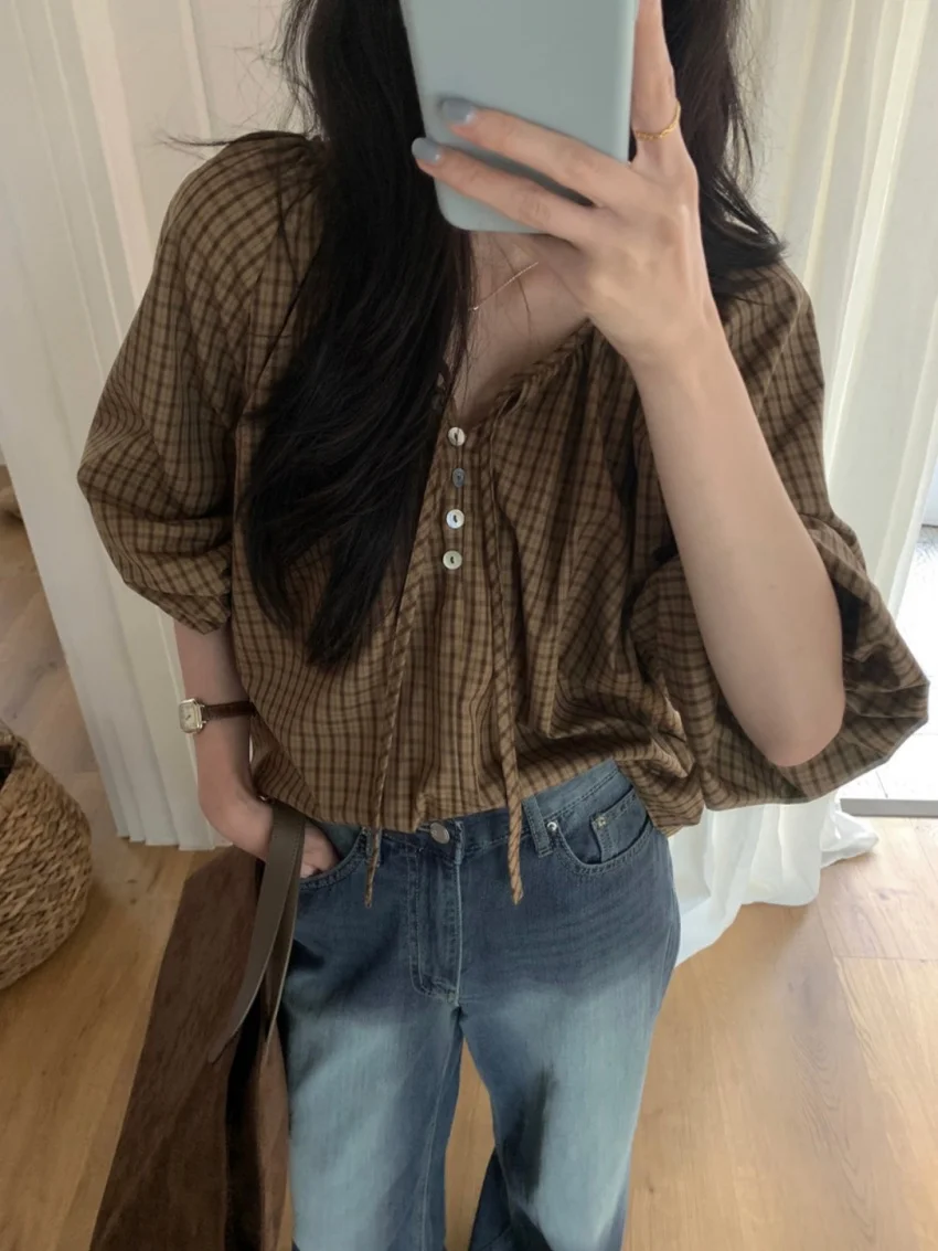 

Милые рубашки Alien Kitty, женские винтажные новые свободные шикарные офисные женские рубашки, осень 2024, тонкие, нежные, модные, универсальные, повседневные, уличная одежда