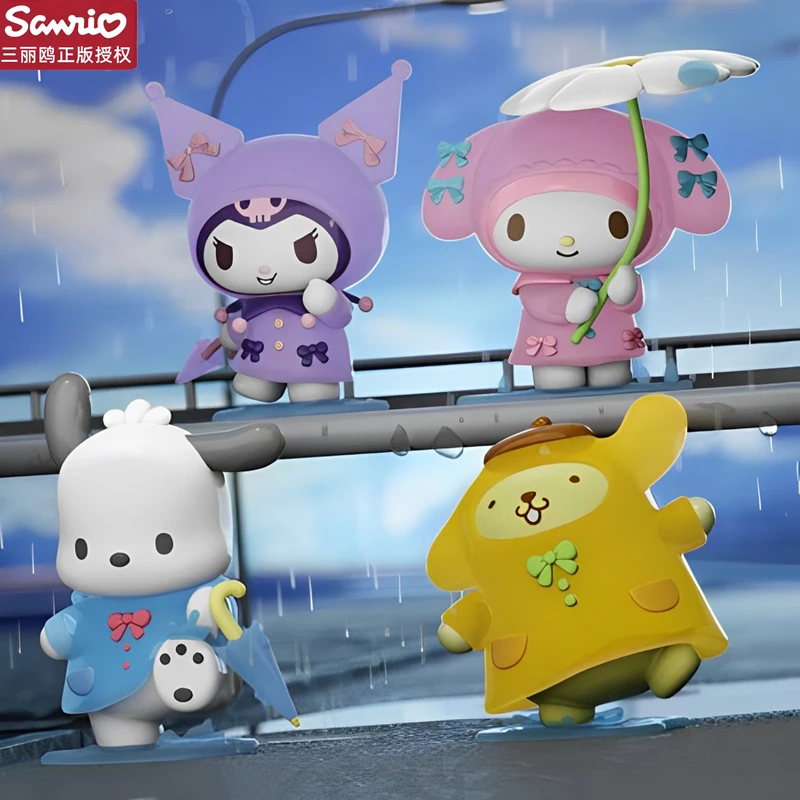 Authentic Sanrio Rainy Day Series Blind Box Kuromi Pacha Dog Umbrella Model Doll Mysterious Box Ornament Figures Children'S Toys