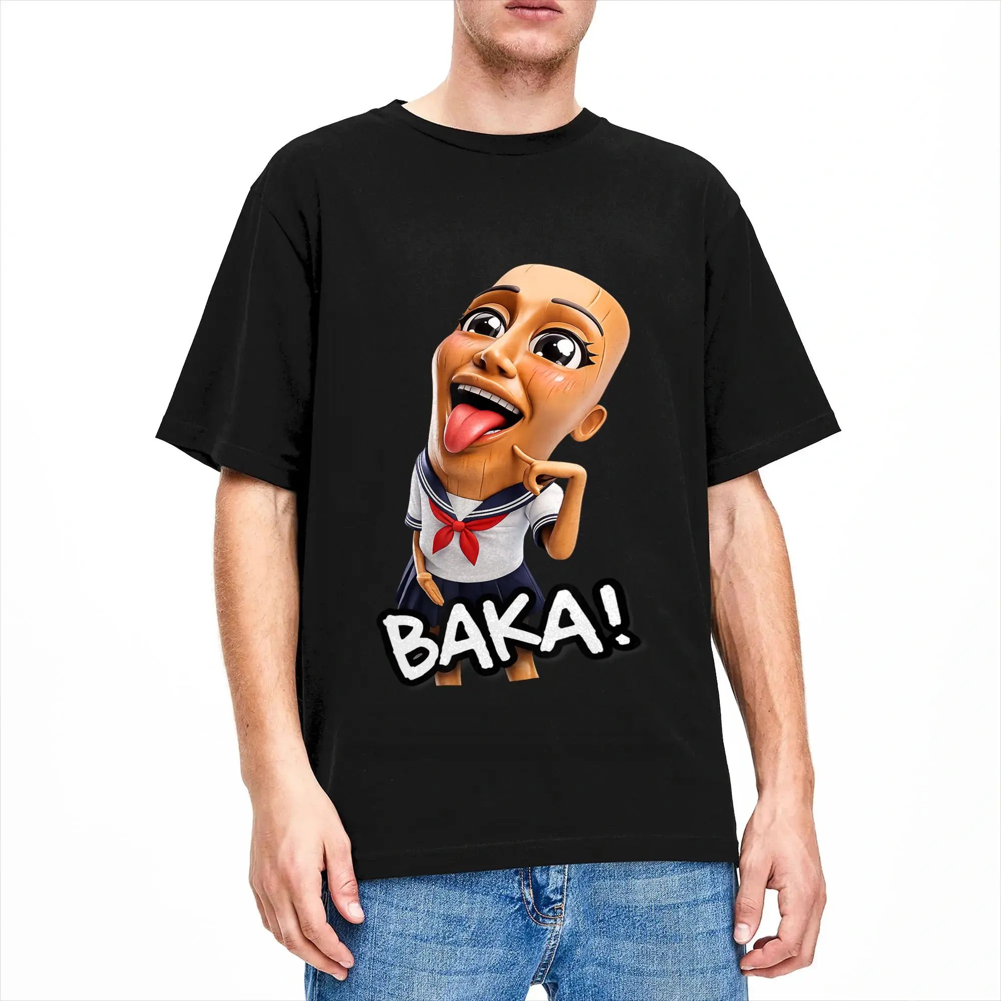 Baka Tung Tung Sahur Funny Anime Brainrot Meme T-Shirt Men Cotton Tee Shirt Crew Neck Short Sleeve T Shirt Big Size Clothes
