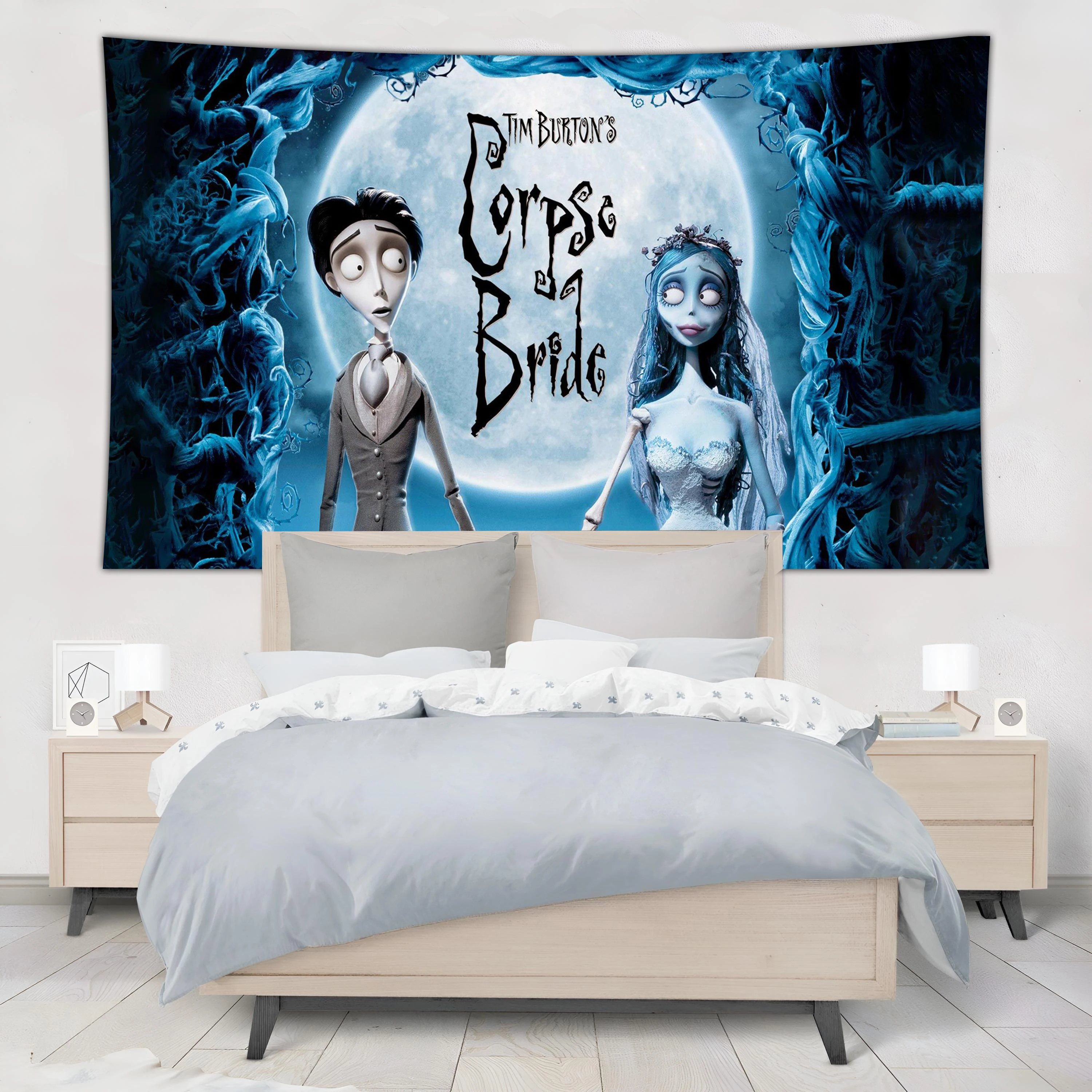 Psychedelic Corpse Bride Movie Tapestry Wall Hanging Art Home Decor Bohemia Dormitory Wall Hanging