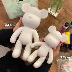 Vinyl Bear Figure DIY Handmade Violent Bear Statue Fluid Pigment Doll Toy White Figurine Sculpture House Decor Table Accessories