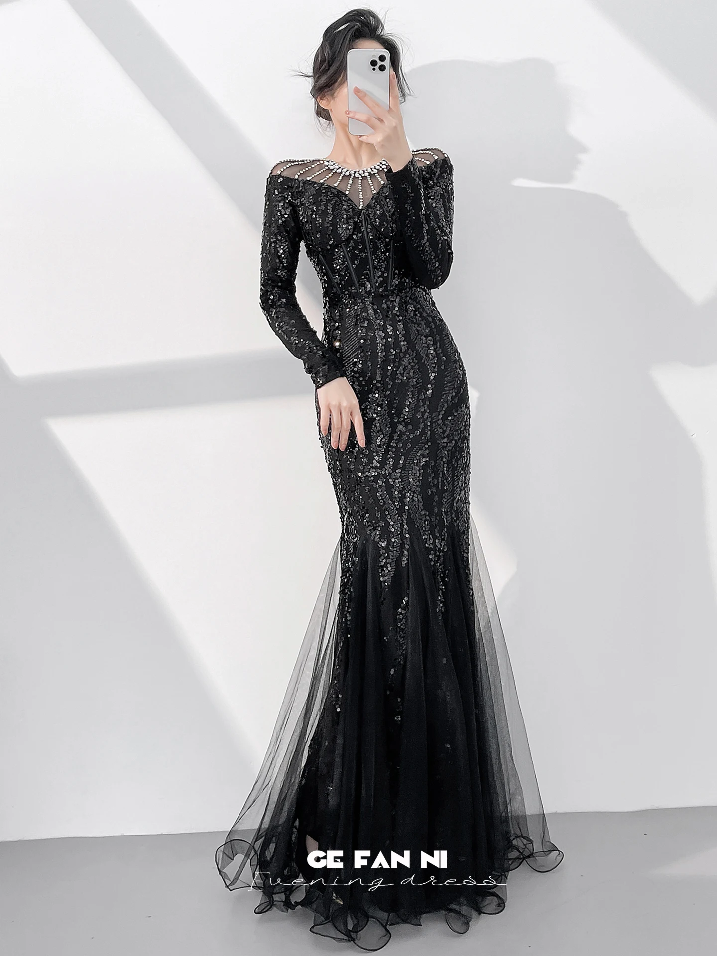 

Вечернее платье Ele Bla для женщин, новинка 2026 года, класса люкс, с пайетками, длинное, для ведущих на ежегодной конференции