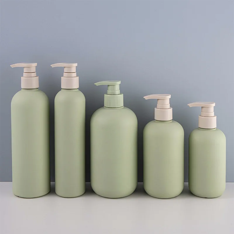 200/250/300/400/500ml 30pcs Plastic Lotion Pump Bottle Matte Green Shampoo Shower Gel Dispenser Body Lotion Bottle with Pump