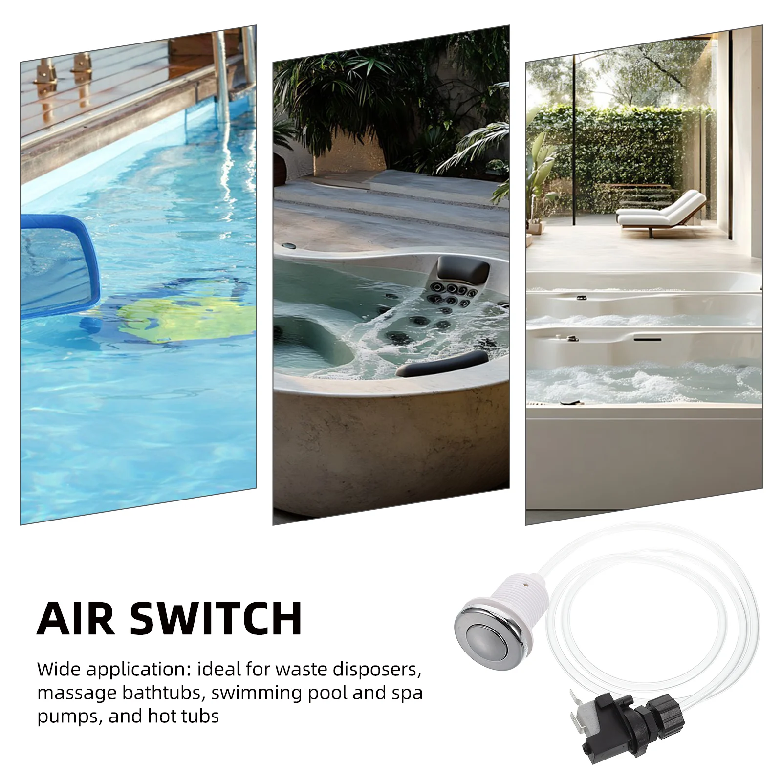 

Pneumatic Switch Push Button Air for Bathtub Garbage Disposal Massage Tub Pressure Switch Plastic Metal Material Easy Operation