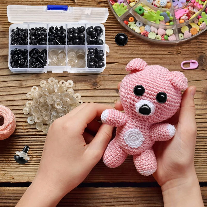200/100PCS-Box Plastic Black Safety Eyes For Toys Mix Size Crochet Animal Eye DIY Crafts Making Doll Toys Amigurumi Accessories