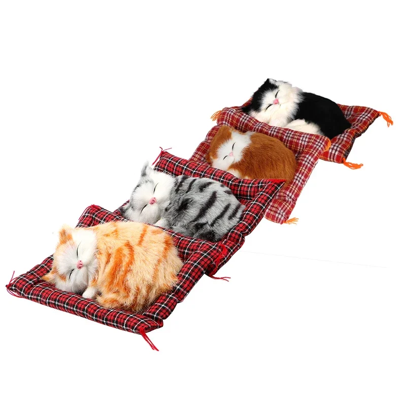 Lovely Plush Kittens Doll Toy Home Decoration Car-styling Car Ornaments Cute Simulation Sleeping Cats Dashboard Decoration image 3