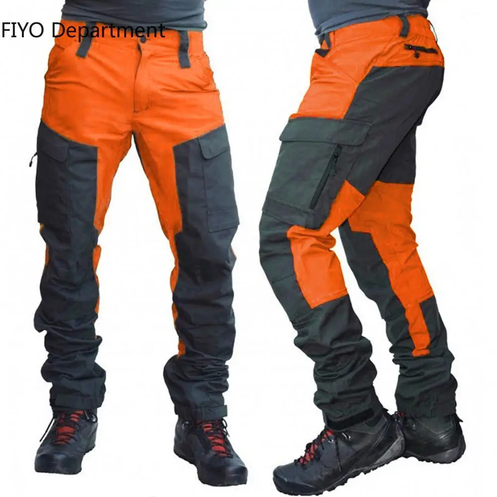 Waterproof Cargo Pants Men Summer Long Work Trousers Male Outdoor Color Block Multi Pockets Sports Camping Fishing Pant