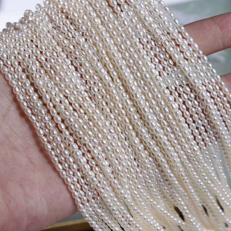 2.5mm natural  rice shape freshwater pearls semi-finished jewelry materials