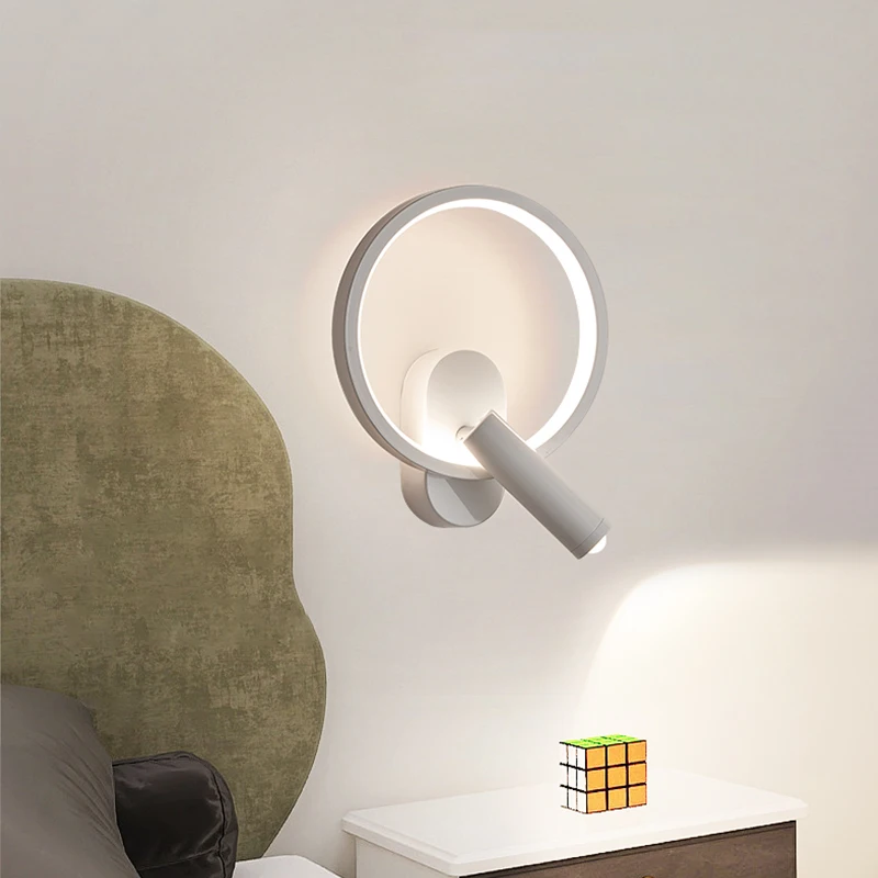 Wall Lamp with Spotlights 2023 New Minimalist Bedroom Bedside Reading Light Rotating Creative Background Indoor Wall Light