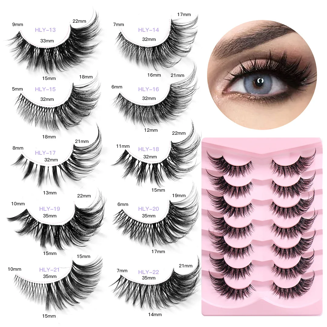 Hot Eyelashes Set Reusable No Glue Needed False Eyelashes Curly Faux Lashes Makeup Tool, Multiple Styles, Random Distribution