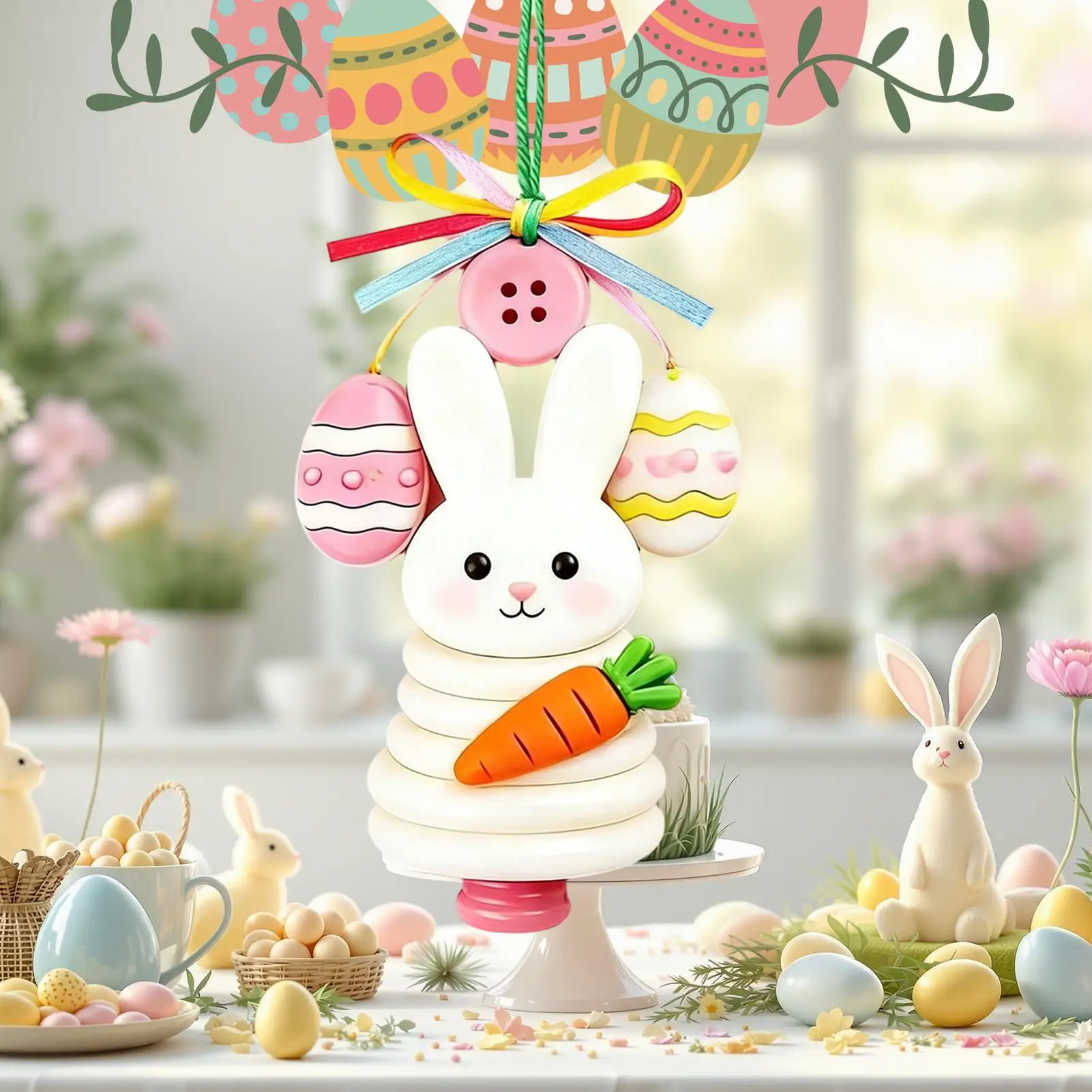 Kits de ornamento de botão coelhinho da páscoa engraçado decoração de casa kits de artesanato feito à mão para todas as idades para adultos crianças sala de estar quarto parede
