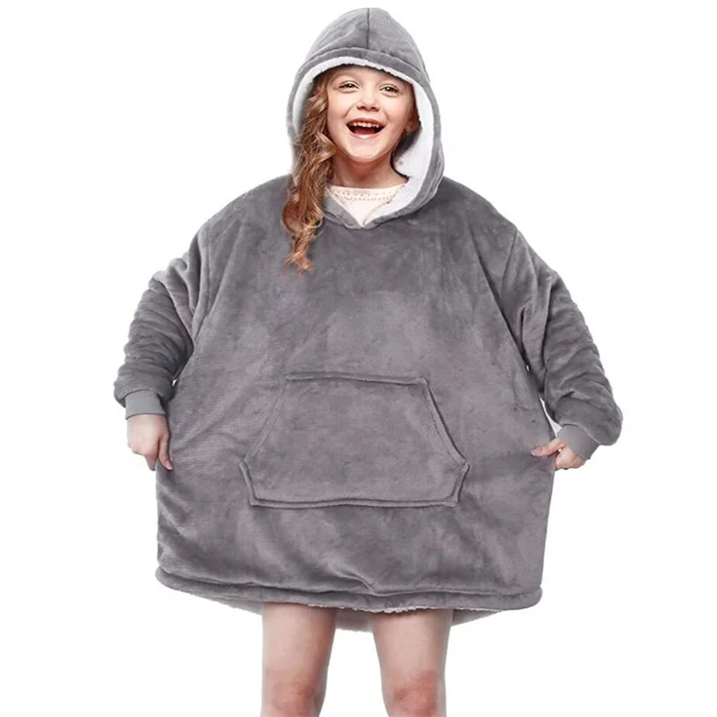 Winter TV Blanket Kids Soft Plush Sweatshirt Hoodie Children Warm Flannel Hooded Animal Giant Blankets Pullover Pajamas