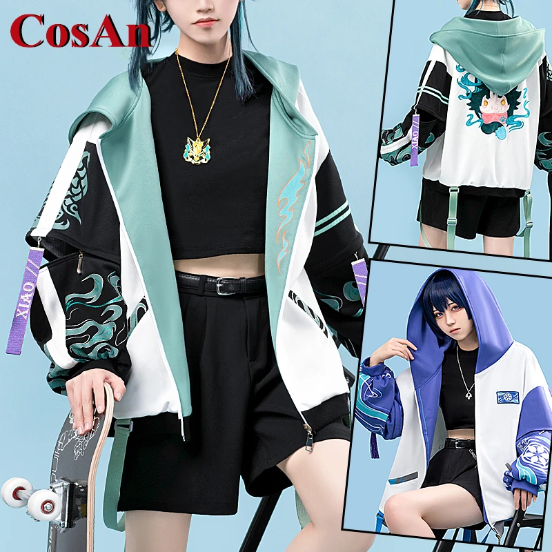 CosAn Game Genshin Impact Wanderer/Xiao/Tartaglia Cosplay Costume Little Animal Adventure Group Coat Party Role Play Clothing