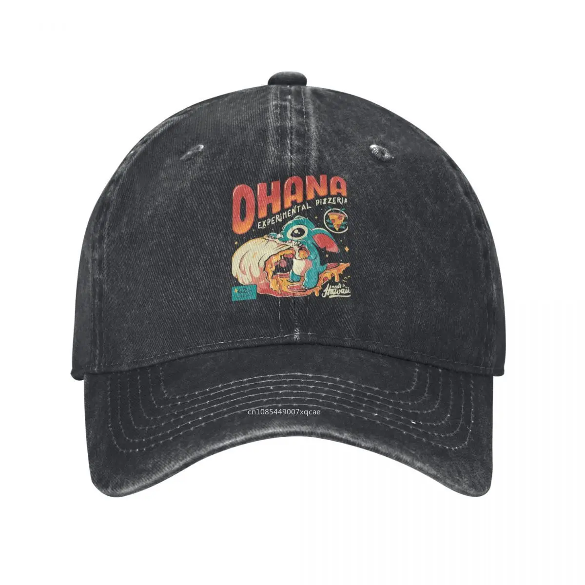 Vintage Stitch Ohana Pizzeria Baseball Caps Men Women Distressed Denim Headwear Outdoor Activities Hats Cap