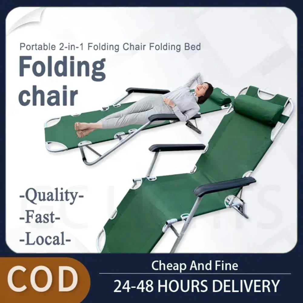 2in1 Chair and Sleeping Bed Zero Gravity Lounge Folding Beach Chair with Adjustable Headrest  Folding Chair Outdoor