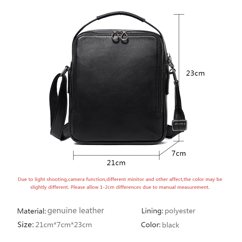 Natural Skin Leather Men Shoulder Bag Classic Brand Soft Cowhide Leather Men Handbag Men\'s Messenger Bags Male Crossbody Bags