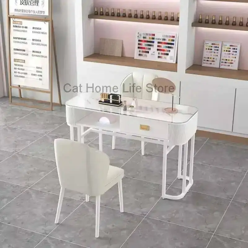 مجموعة أثاث ركن صالون تجميل الأظافر طاولات مانيكير يابانية احترافية لجامع الغبار أريدو EstetistaDesk Por #2