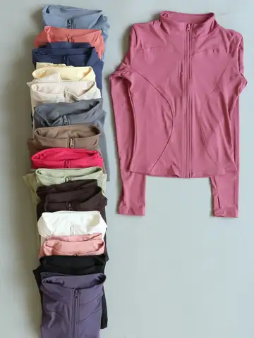 Fitfemme Women's Slim Fit Sports Jacket - High Neck, Full Zip, Long Sleeve, Multiple Colors for Yoga & Workout