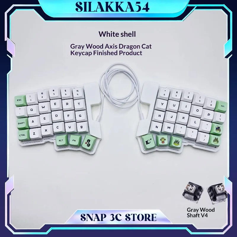 Silakka54 Split Mechanical Keyboard Kit Ergonomic VIAL QMK Programmable Hot Swap RGB Wired Split Keypad for Mac Windows Gifts